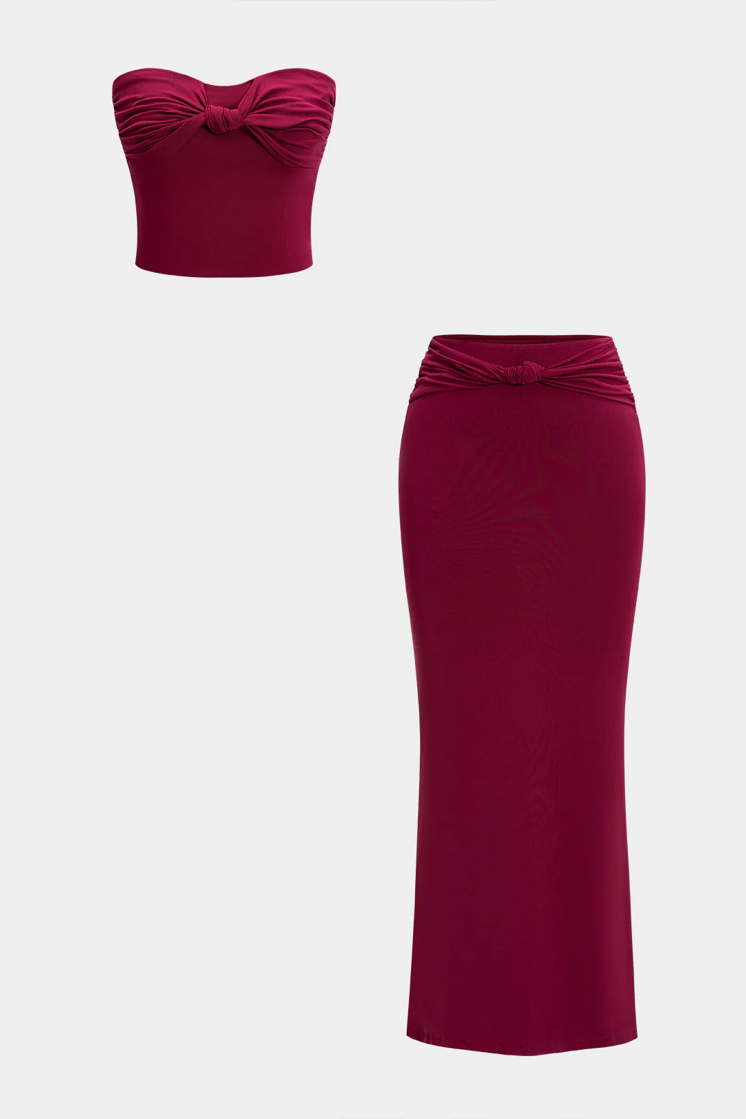 Twist Knot Strapless Tube Top And Skirt Set