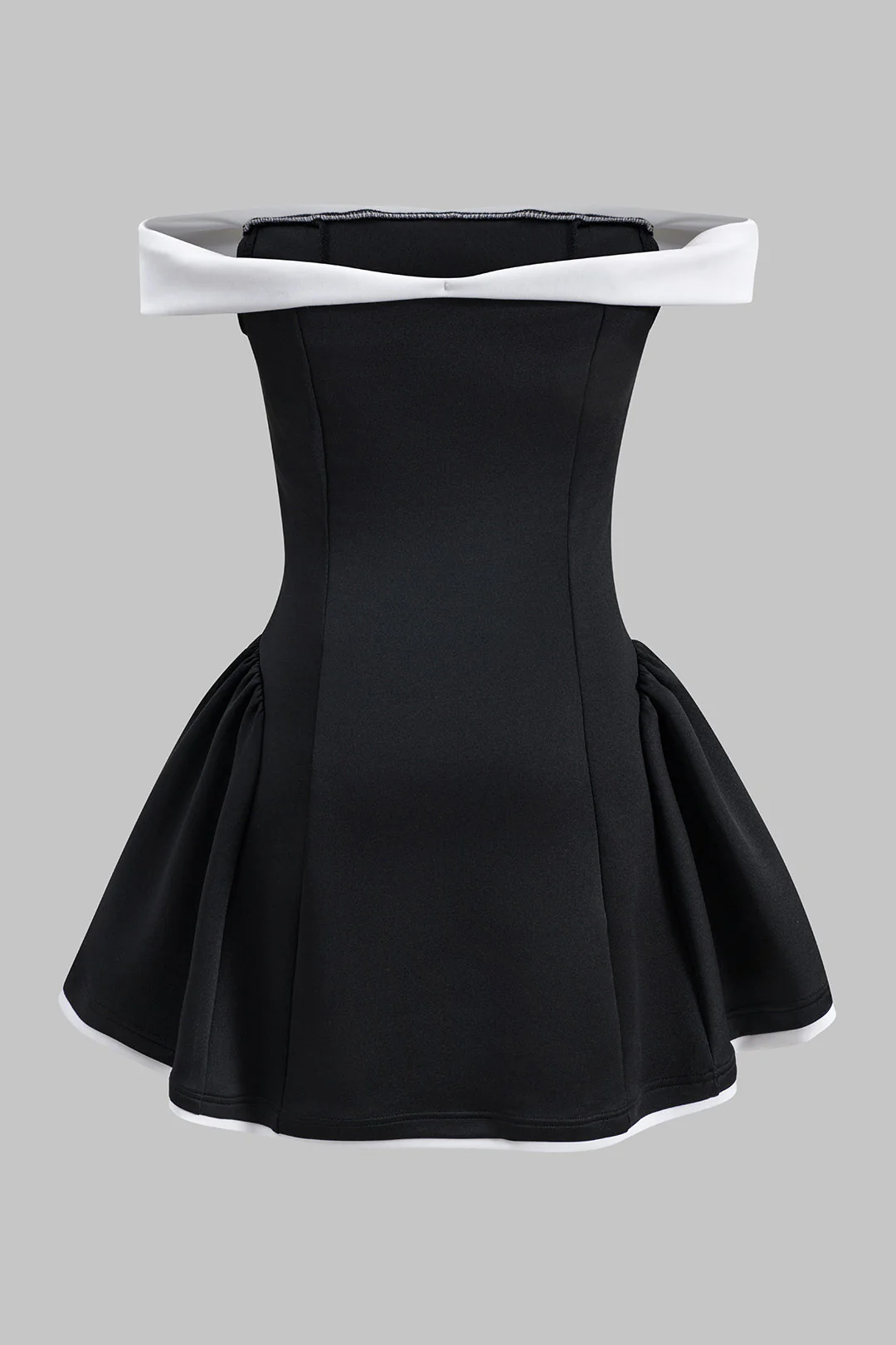 Contrast Ruched Strapless Sleeveless Mini Dress