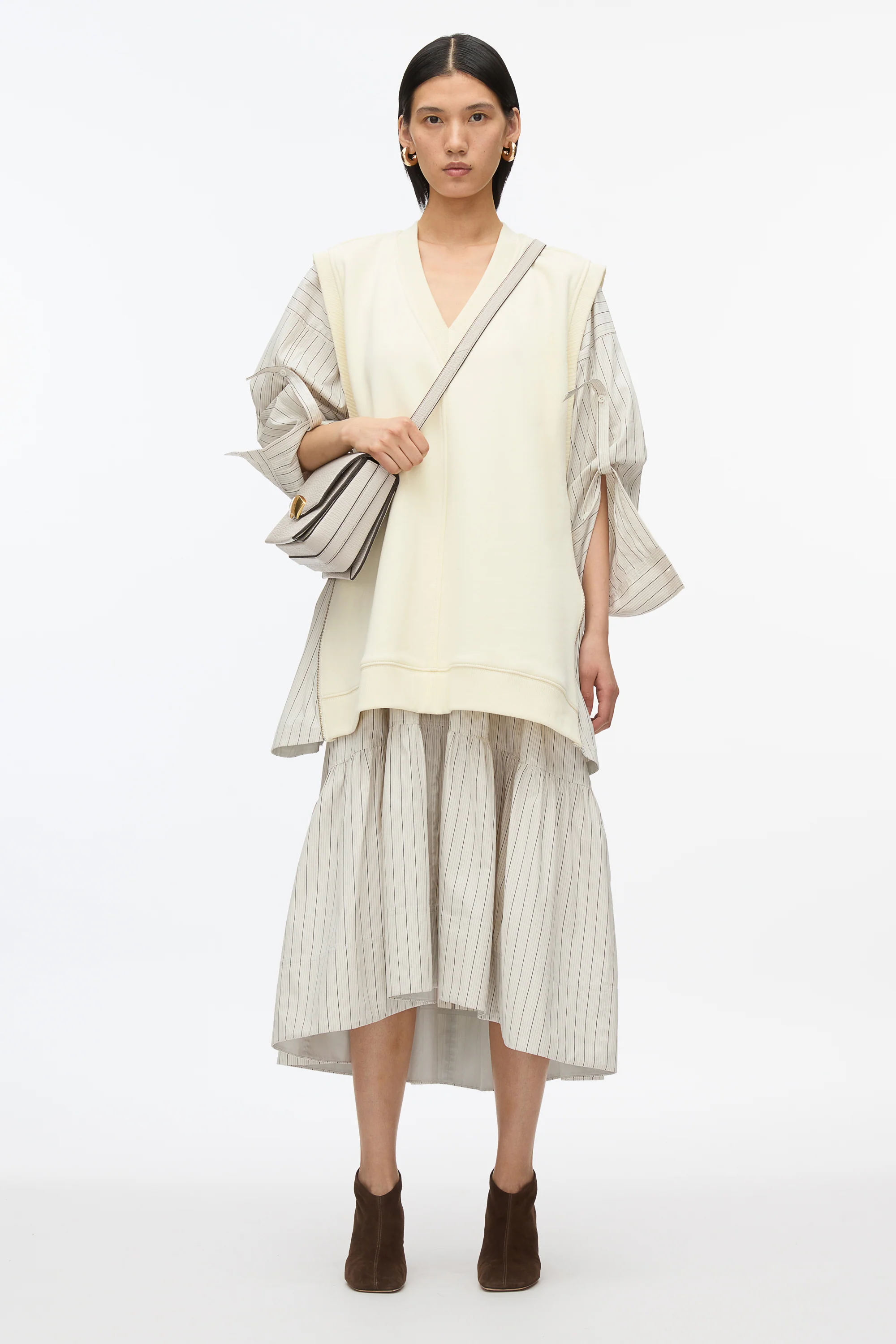 Oversized Vest Sweatshirt Combo Dress