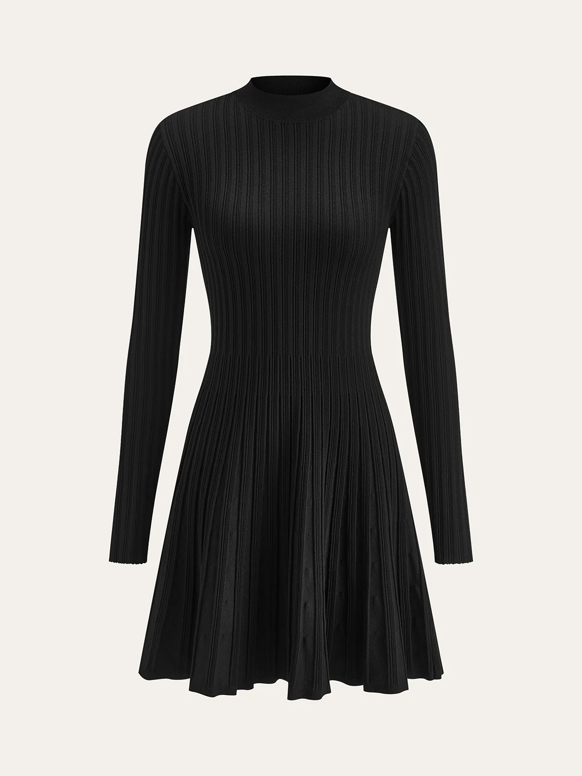 Mock Neck Flared Sweater Dress