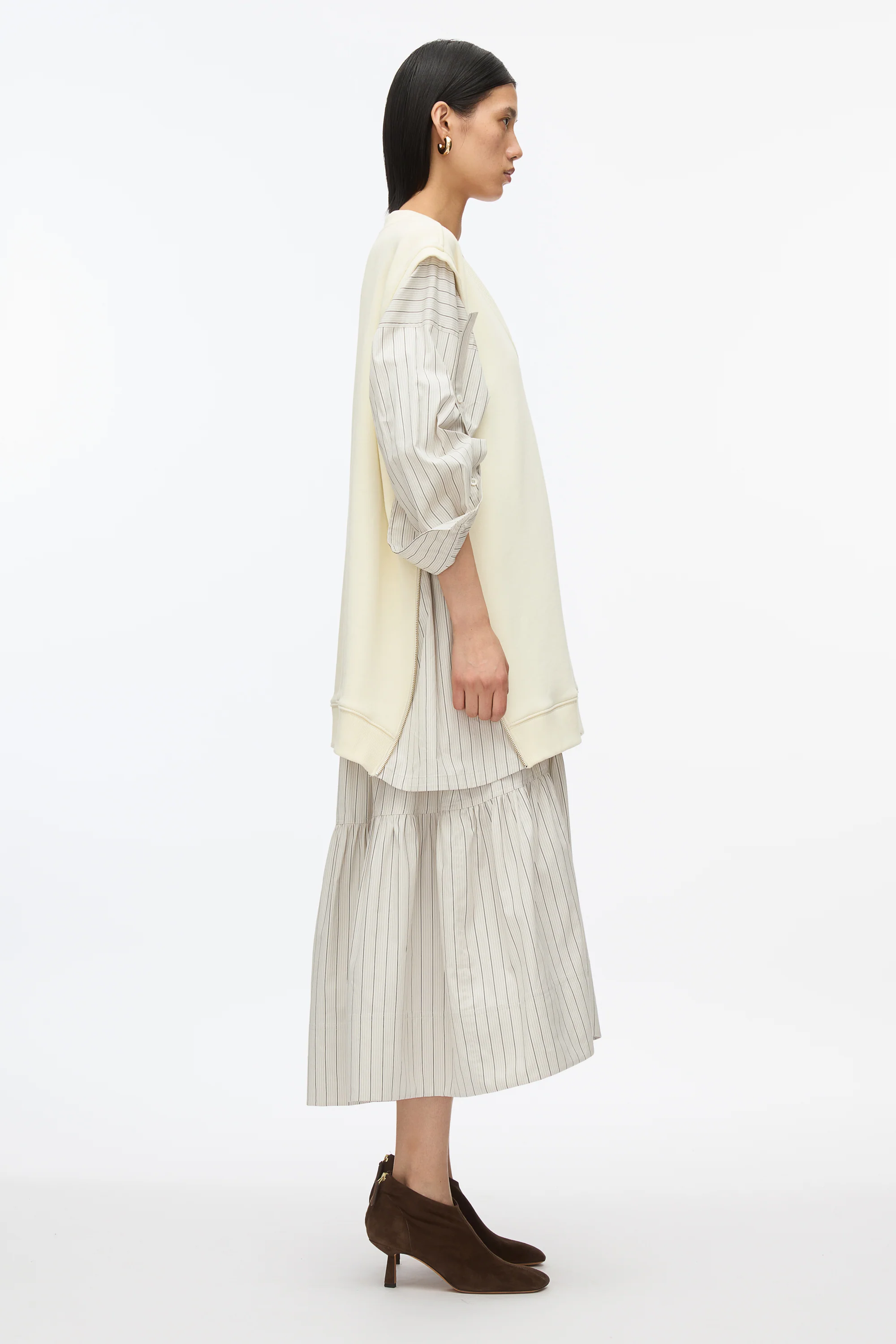 Oversized Vest Sweatshirt Combo Dress