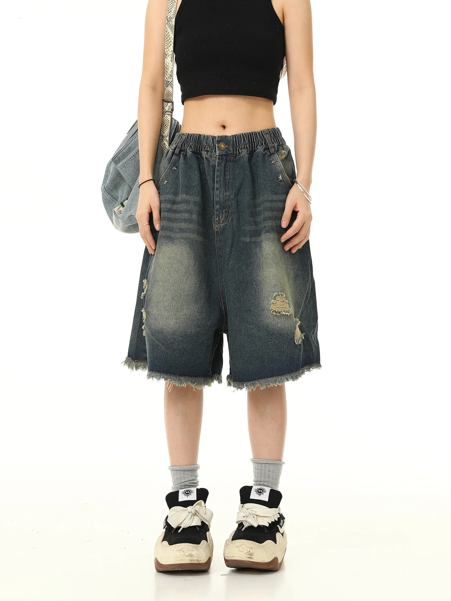 Loose Versatile Denim Cropped Pants